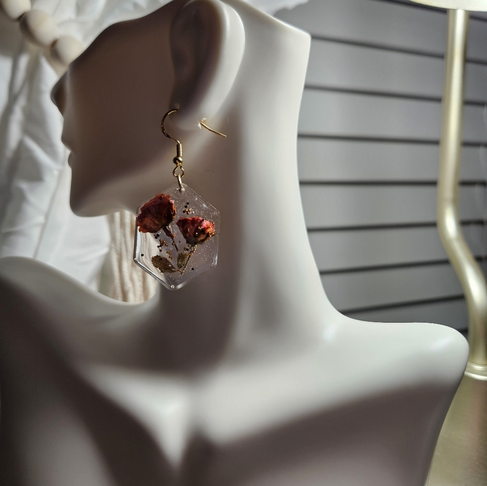 HAND CRAFTED Floral Resin Earrings